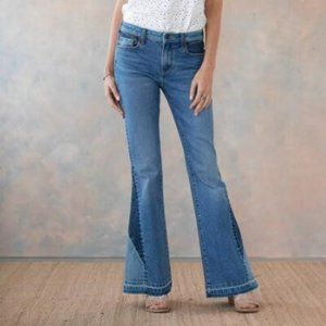 DRIFTWOOD Blue Flare Wide Leg Jeans with Raw Hem